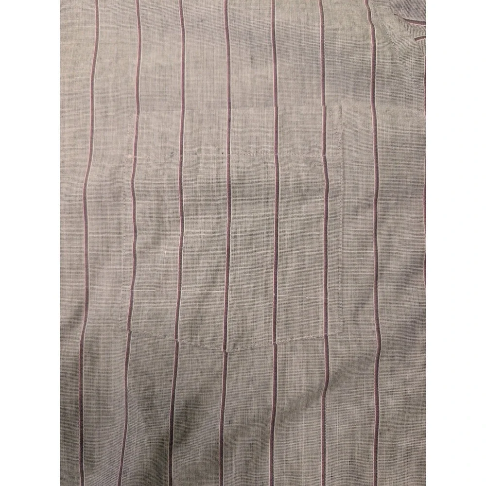 Kuppenheimer Mens Striped Button Down Shirt Grey Burgundy Long Sleeve 16.5 32/33